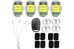 blodfune Wireless LED Strobe Light with Remote, High Brightness 7 Colors USB Rechargeable Flashing Lights for Car, Trucks, Motorcycle, Bike, Vehicles, Drone, Riding Anti-Collision Night Signal Light