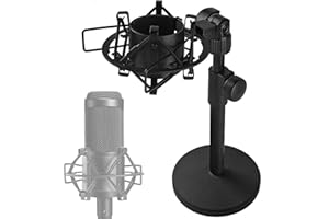 Metal Desk Mic Stand with Metal Shock Mount, Adjustable Table Microphone Stand for Audio Technica AT2020 AT2020USB+ AT2035 ATR2500x Condenser Studio Microphone by Frgyee