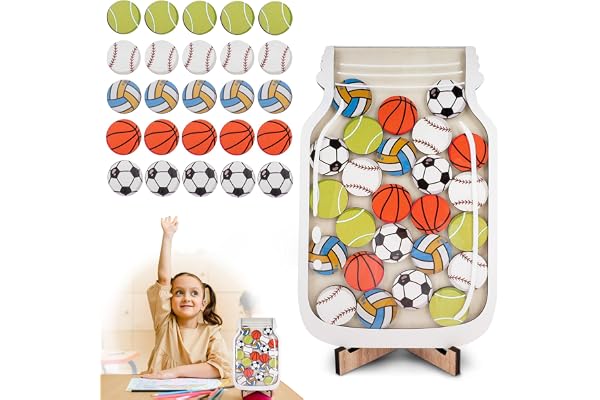 YunBey Pot de Récompense Tableau De Recompense pour Enfant Bocal de Récompense avec des Jetons de Balle Reward Jar pour Garçons Filles Maison Classe