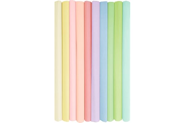 Interdruk - Rouleaux de papier crépon pour enfants, bricolage et décoration - Lot de 10 bobines (50cm x 200cm, 28g/m2) - Couleurs pastel