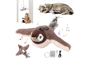 Jadyon Giocattoli Interattivi Per Gatti, Uccellino Per Gatti Che Si Muove, Uccello Giocattolo Per GattiChe Sbatte Con Erba Gatta, Flapping Bird Toy Cat, Uccellino Per GattiChe Vola Con Carga Usb