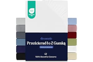 Prześcieradło Dreamzie 180x200 cm, 100% bawełna Premium Jersey, wysokość materaca do 27 cm, hipoalergiczne, Oeko-Tex, białe