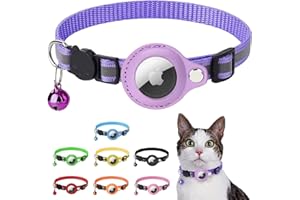 LZXLXS Airtag Katzenhalsband Breakaway, Reflektierendes Kätzchenhalsband mit Apple Air Tag Halterung und Glocke für Mädchen Junge Katzen
