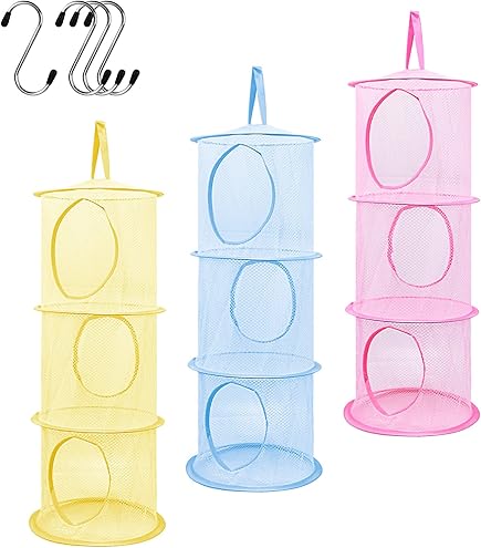 Organizer Appendibile 2 Portaoggetti Appendibili A 5 Livelli - Cestini Reticolati Pieghevoli Per Camera, Bagno, Balcone (Blu E Grigio) Cestino Rete Per Giocattoli