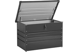 BELIANI Caja de almacenamiento para exterior de acero galvanizado gris 300L Cebrosa