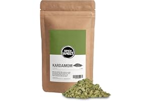 Spicy Welt Cardamomo Verde Intero (250g) – Cardamomo in Baccelli per Tè Chai, Curry Indiano e Riso Basmati | Aroma Agrumato e Intenso | 100% Naturale, Senza Additivi