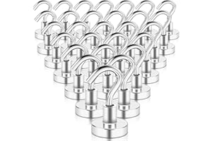 swihorab Magnethaken, 28Stück Extra Stark Magnet Haken 10kg Super Starke Neodym Magnete mit Haken, 16mm Neodym Magnete Haken für Küche, kühlschränke, Klassenzimmer, Kreuzfahrt Magnethacken Silber