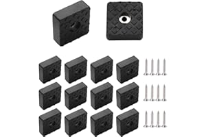 ATB-Foger 12 topes de goma cuadrados negros antideslizantes antideslizantes para muebles, patas de goma atornillables para proteger mesas, patas de sillas y suelos (30 x 30 x 11 mm)