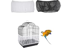 CYBGQP 2 Stücke Große Verstellbare Vogelkäfig Abdeckung, Abdeckungen Für Vogelkäfige, Vogelkäfig Netz, Vogelkäfig Zubehör,Bird Cage,Vogel Zubehör, Wellensittich Zubehör für Vogelfutter Kleintiereweiß Schwarz