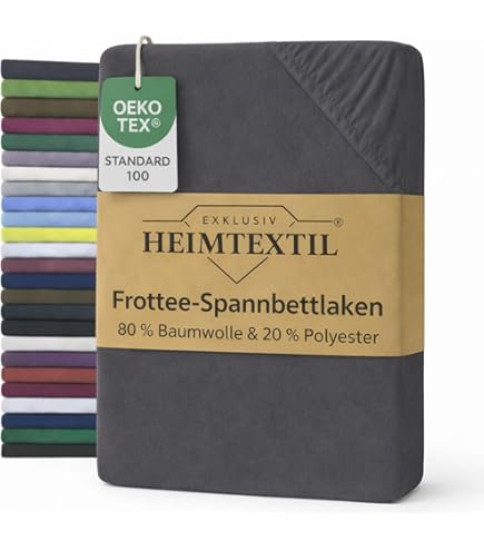 NatureMark FROTTEE Hoeslaken, set van 2 stuks, hoeslaken voor behaaglijke nachten, verkrijgbaar in vele maten en kleuren, 120 x 200 cm, antracietgrijs