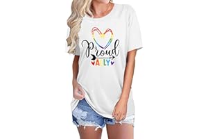 tiorhooe Pride Shirts for Women LGBT Pride Flag Heart T Shirt Gay Pride Month Short Sleeve Top…