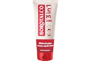 Borotalco, Herr duschschampo 3in1 kropp, hår och skägg doft bärnsten - ren, mjukt och doftande kropp, hår och skägg, dermatologiskt testad - 200 ml