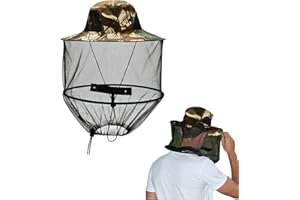 MsTeco Cappello Anti-Zanzare Insetti, Cappello da Apicoltore con Velo Cappello Zanzariera Cappello da Sole Antizanzare per Escursionismo, Pesca, Campeggio All'aperto(Camouflage)