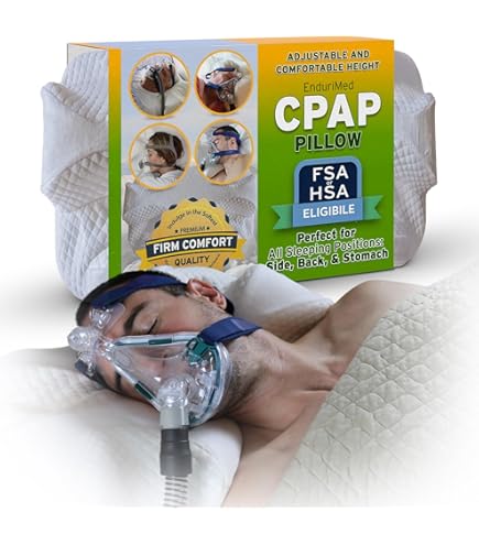 Hypuno CPAP-kussen voor zijslapers vermindert luchtopeningen en maskerdruk - Geheugenschuim kussen geschikt voor slaapapneu en CPAP-maskerdragers - Nekondersteunend kussen voor zij, rug en buikslaper