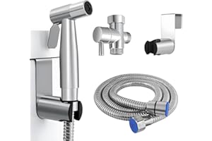 JRJRN Doccetta Bidet Acciaio Inossidabile con 1.5M Tubo Flessibile e Staffa a Muro, Bidets Doccia a Mano in Acciaio Inox, Stoffa Portatile Spruzzatore Kit, Bidet Tenuto in Mano Kit per L'Igiene Personale
