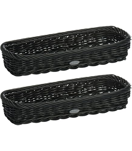 2x Panier à Couverts Westmark Rectangulaire - Polypropylène Tressé - Noir - 39,5 X 28 X 8,5 Cm - Pour Restaurant Ou Maison - 5