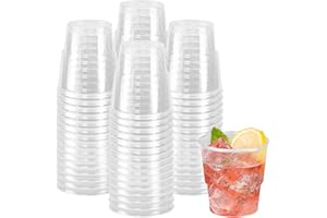 Kleemeiero 60 Stück Cocktailbecher 200 ml Trinkbecher Wiederverwendbare Durchsichtige Plastikbecher Hartplastik Partybecher Mehrwegbecher Cocktailgläser Plastik für Party, Hochzeit, Bankett