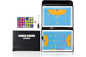 CREADY Pizarra Magnetica Balonmano, Pizarra Balonmano Entrenador, Tablero de Tácticas de Balonmano con Imanes Lapiceros, Carpeta Táctica Magnéticas de Balonmano para Entrenadores y Arbitros