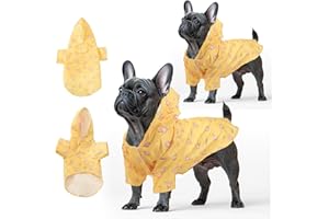 Fiohiros 2 Stück Hunde-Regenmäntel, wasserdicht, leicht, mit Loch für Geschirr, Hunde-Regenmantel mit Kapuze für kleine Hunde (Gelb, L)