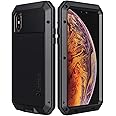 Lanhiem for iPhone X/Xs Case, iPhone 10 Case Heavy Duty Shockproof Tough Armor Metal Case with Screen Protector, 360 Full Body Protective Cover for iPhone X/Xs/10 - Black