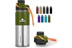SANTECO Bottiglia Termica 500ml/710ml, Borraccia Acciaio Inox Senza Perdite, Bottiglia d'Acqua Sportiva per Bambini, Scuola, Sport, Campeggio, Yoga, Palestra, Ciclismo, Senza BPA