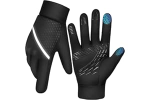 OOPOR Gants d'hiver chauds - Gants thermiques - Coupe-vent - Écran tactile - Antidérapants - Gants de cyclisme - Gants de sport ultra légers avec doublure en polaire épaisse - Pour la randonnée, la
