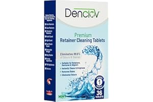 DENCLOV Retainer Cleaning Tablets- 36 Tablets, Fresh Brite & Stain-Free, for Invisalign, Aligners, Dentures, Mouth Guard, Denture Cleaner - 36 Tablets 1 Month Supply