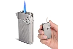 Ultraray Tempête Briquet gaz Rechargeable Jet Flame, Briquet Double Flamme, Briquet commutable, Vintage métal Briquet sifflet, Cadeau pour Hommes (gaz Non Inclus)