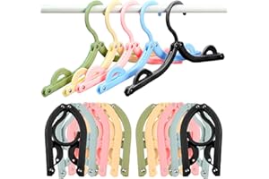 JGLAPI Travel Hangers, 10PCS Portable Travel Coat Hangers, 5 Color Plastic Travel Hangers Foldable, Travel Accessories for Holiday Camping, Indoor and Outdoor, Multifunction Travel Essentials