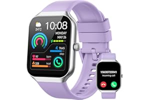 JUGEMAN Montre Connectée Femme Homme, 1.96" HD Smartwatch avec Appel Bluetooth, Montre Connectee Etanche IP68, 113+ Sportifs/Podometre/Fréquence Cardiaque/Sommeil, Montre Intelligente pour Android iOS, Violet