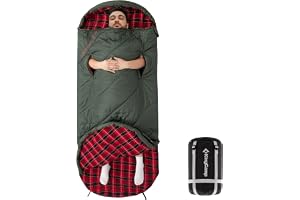 Kingcamp Flanellsovsäck, 100 cm bred, varm XXL-sovsäck med dragkedja för armar, för 3–4 årstider, stor sovsäck för vuxna, för