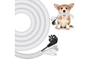 Qianyu Dog Cat Cord Protector 9.84 ft Cable Management Sleeve Flexible Cable Wrap Cover Prevent Pets Chewing Hider Cords Organizer Protector for USB Charger Power Audio Computer Extension Wire(white)