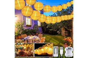VIVIBEL Guirnaldas Luces Farolillos, 8 modos 20 LED Iluminación de Exterior Farolillos, Impermeable Decoración Farolillos con Temporizador, USB/Alimentado por Batería, para Jardín, Patio, Boda, Fiesta
