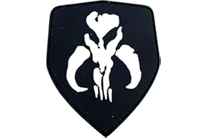 PATCH NATION Parche de PVC con diseño de calavera de Bounty Hunter Boba Fett Mandalorian Bantha para cosplay, airsoft, paintball, (brilla en la oscuridad)