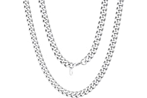 ChainsPro chaîne gourmette pour hommes en acier inoxydable 5/7/9/12 mm Chaîne cubaine mate pour hommes de couleur argent/plaqué or 18k / noir avec différentes longueurs 14-30 pouces