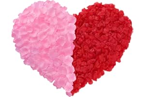 Lafefe 1200 Pétales de Rose Artificiels, Pétales de Rose Jetables pour Mariage, Pétales de Fleurs Séchées pour Mariage, Saint Valentin, Ambiance Romantique- Rouge, Rose