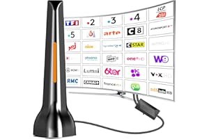 QGCLEARSO Antenne TV d'intérieur pour Smart TVs,Antenne TV Intérieure Puissante TNT avec Amplificateur de Signal à Gain Élevé,Réception Longue Portée à 360° Solide pour Signal pour chaînes locales
