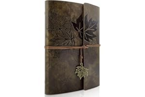 WONWOOD_DIRECT Quaderno in pelle Diario di viaggio ricaricabile con pagine vuote e etichette retrò Quaderno di viaggio ricaricabile Quaderno per schizzi Carta spessa Carta kraft bianca (A5, Colore Caffè)