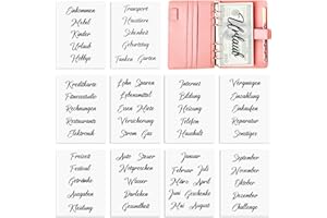 LONGAN CRAFT 59 Motiv Budget Planner deutsche Beschriftung Aufkleber Umschlagmethode Sparen Deutsch Budgetplaner Zubehör 10 Blätter Deutsche Stickers für Spar Challenge Geld Organizer