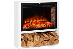 Klarstein Mauna Loa - Chimenea eléctrica, Efecto Realista de Llamas, Compartimento para leña Decorativa, Termostato, Temporizador, OpenWindow Detection, Mando a Distancia, 1000 ó 2000 W, Blanco