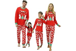 DDKJ Pigiama Natale Famiglia Set, Pigiami Natalizi per Tutta la Famiglia, Pigiama Natalizio Coordinati Manica Lungo, 2 Pezzi Pigiami di Natale Lui e lei per Coppia Donna Uomo Bambino Bambina Mamma papà