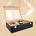 LEDO Watch Box Organizer Case for Men and Women in Black color with 10 slots of Watches in PU Leather