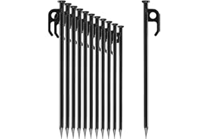 com-four® 12x Picchetti per Tenda in Acciaio - Lunghi e Robusti Picchetti per Campeggio e Outdoor - Ideali per Terreni Normali e Duri - 30 cm