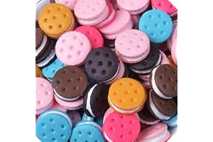ZHIHENG Assorted 30 Pcs Cute Charms Beads Cookies Donut Macaron Dessert Ice Cream Resin Charms Slices Flatback Buttons for Handicraft Accessories Scrapbooking Phone Case Decor Jewelry Making (Cookies)