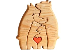 DALAETUS 1 Pezzi Legno Puzzle, Personalizzato Puzzle con Famiglia per Regali di Natale, di Compleanno, Mamma, Papà, Idee Regalo per Riscaldare la Casa, Orsi Puzzle Familiari per Attività in Famiglia