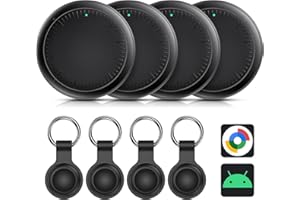 LOCLYNX Smart Air Traceur Tag, Smart Traceur GPS Android Lot de 4, Fonctionne avec App Android Localiser,Traceur Localisateur D’Objets Bluetooth, Tracker Tags Android pour clés (Noir, 4 APCK)