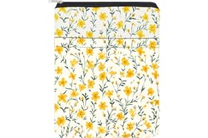 NICENEEDED Sleeve with Zipper, Front Pocket Book Protector, Waterproof Cover Case for Notebooks Hardcover and Paperback - Crushed Flower Pouch for Book Lovers