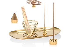 Nafafosa 5 in 1 Räucherstäbchenhalter,Weihrauchholz Halter Salbeihalter Messing Räucherstäbchen Halter Aschefänger Incense Holder für Deko Wohnzimmer Yoga Meditation Zubehör (Oval)