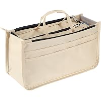 Organiseur De Sac à Main En Feutre - Compartiments Multiples, Fermeture Éclair, Taille M (Beige)