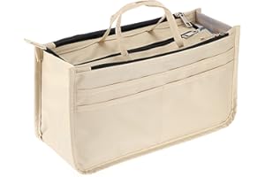 Ignpion Organizer na torebkę z 13 wysuwanymi kieszeniami z zamkiem błyskawicznym i uchwytem, Beżowy, taille unique